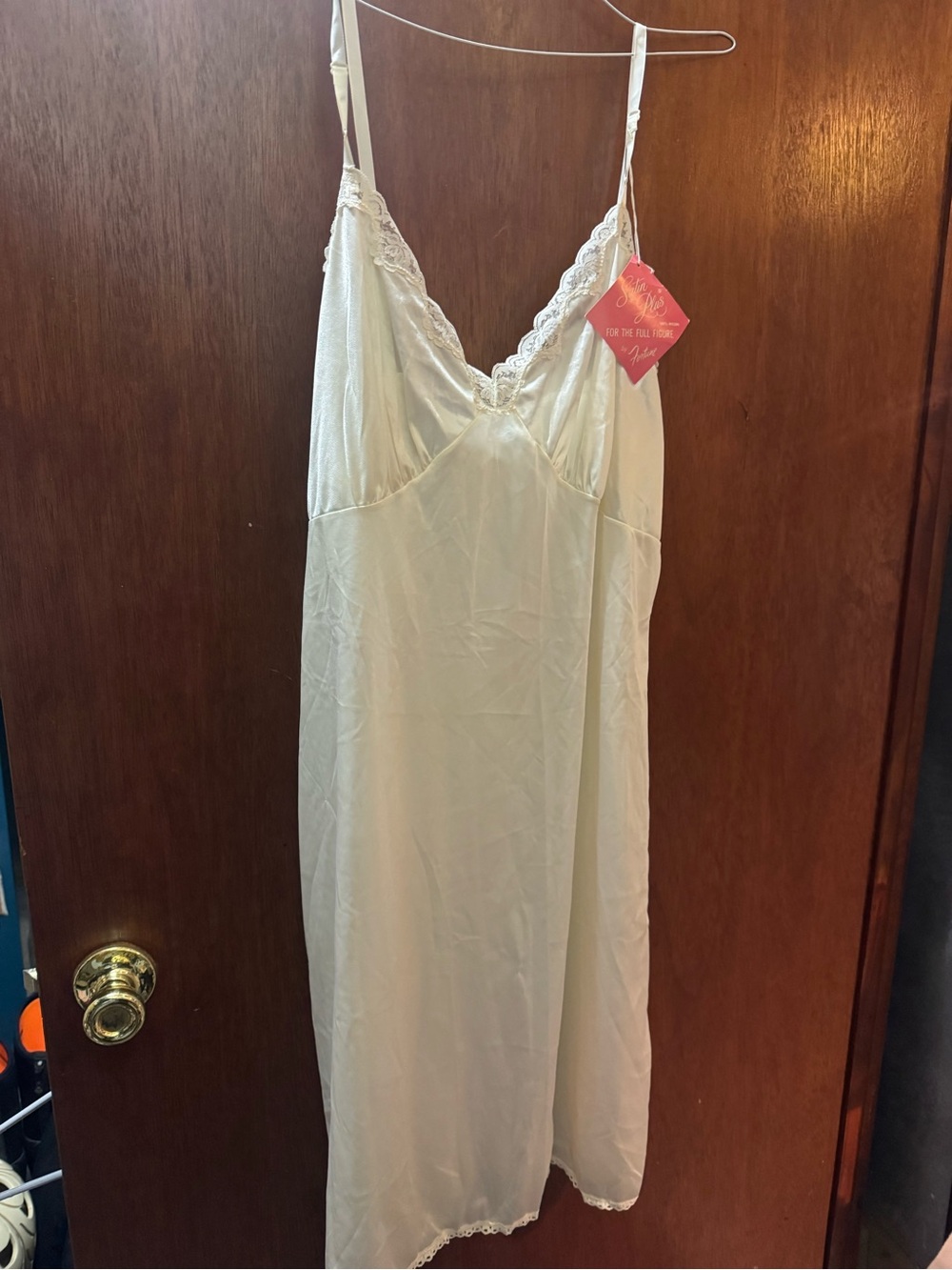 Vintage Fortune - lace -Trim Slip Dress - Cream size 46